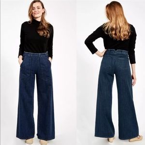 Loup Dark Indigo Sabrina Crop Wide Leg Jeans Pants